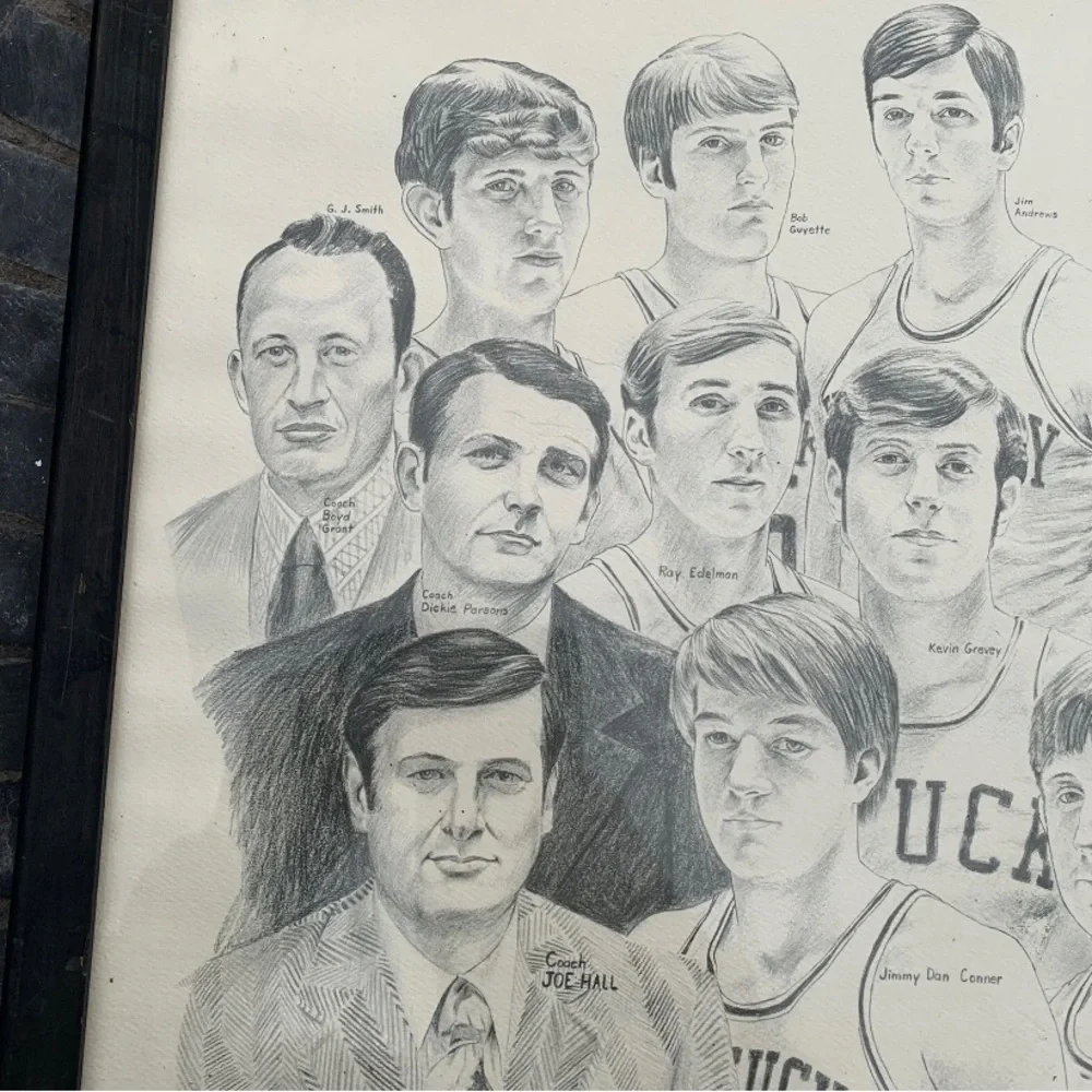 Vintage 1972 1973 Kentucky Wildcats Basketball Print Larry Frost Joe B. Hall
